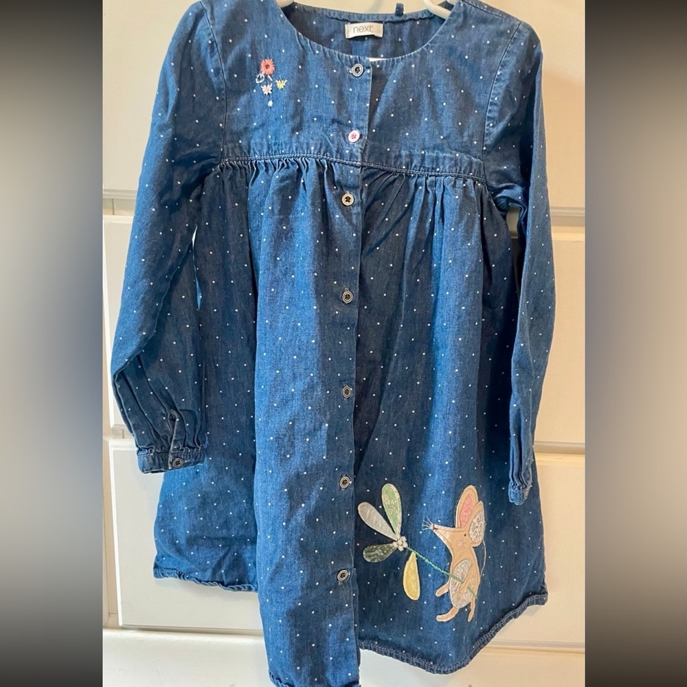Next Kids' Blue Denim Cotton Dress